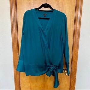 Ann Taylor Satin Teal Blouse